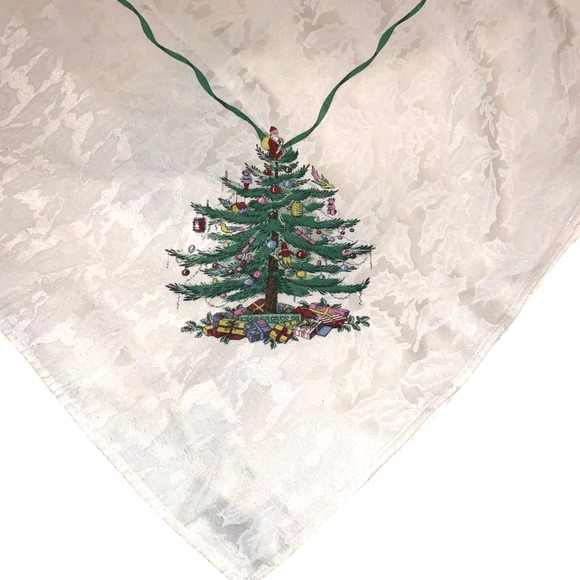 Spode Christmas Tree Jacquard Tablecloth 98 x 57 Inches Ivory Rectangular - Picture 1 of 3